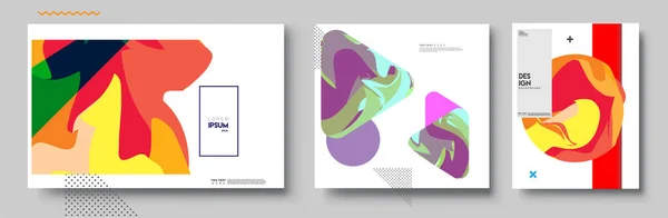 现代抽象封面集 冷梯度形状组成 矢量覆盖设计 — 图库矢量图片