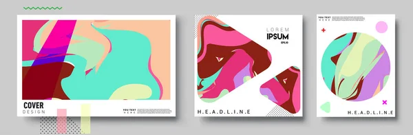 Moderne Abstracte Hoezen Cool Gradiënt Vormen Samenstelling Vector Covers Ontwerp — Stockvector