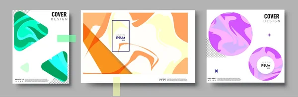 现代抽象封面集 冷梯度形状组成 矢量覆盖设计 — 图库矢量图片