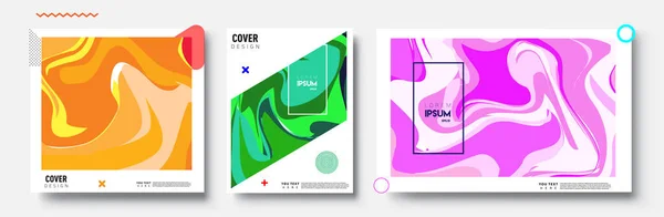 Modern Abstract Covers Set Cool Gradient Shapes Composition Vector Covers — Stock Vector