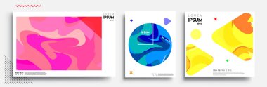 Modern soyut kapaklar seti. Cool gradient şekilleri bileşimi, vektör tasarımı kapsar.