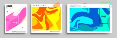 Modern soyut kaplama setleri. Cool gradient şekilleri bileşimi, vektör tasarımı kapsar.