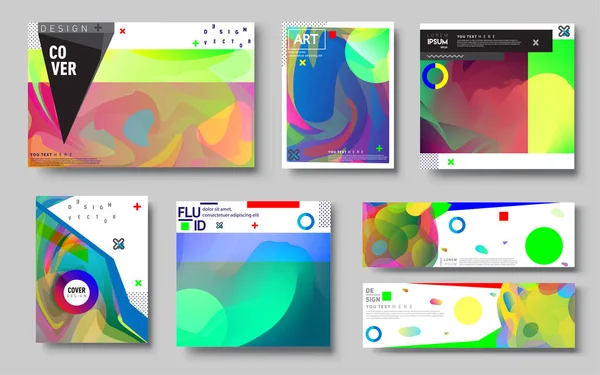 Modern Abstract Covers Set Cool Gradient Shapes Composition Vector Covers — Stock Vector