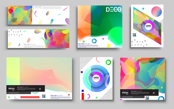 Modern Abstract Covers Set Cool Gradient Shapes Composition Vector Covers — Stock Vector