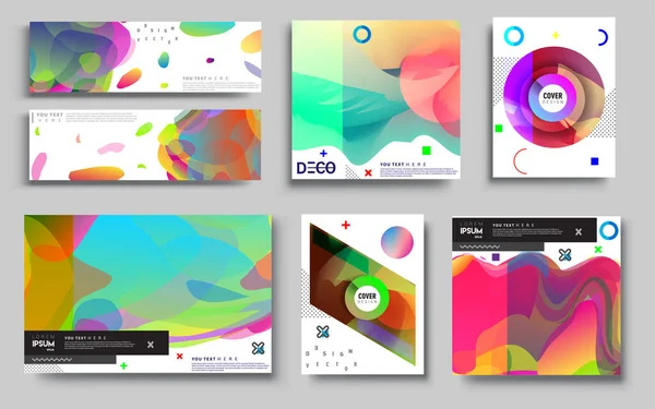 Modern Abstract Covers Set Cool Gradient Shapes Composition Vector Covers — Stock Vector