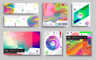 Modern soyut kaplama setleri. Cool gradient şekilleri bileşimi, vektör tasarımı kapsar.