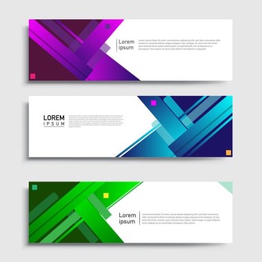 Vektör soyut web pankartı tasarım şablonu setleri. Web pankartı şablonu koleksiyonu. Soyut geometrik web tasarım afişi şablonu.