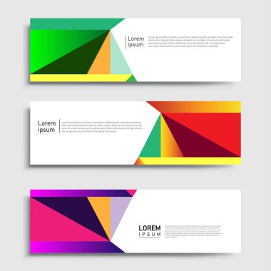 Vektör soyut web pankartı tasarım şablonu setleri. Web pankartı şablonu koleksiyonu. Soyut geometrik web tasarım afişi şablonu.