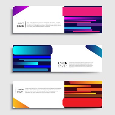 Vektör soyut web pankartı tasarım şablonu setleri. Web pankartı şablonu koleksiyonu. Soyut geometrik web tasarım afişi şablonu.