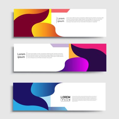 Vektör soyut web pankartı tasarım şablonu setleri. Web pankartı şablonu koleksiyonu. Soyut geometrik web tasarım afişi şablonu.