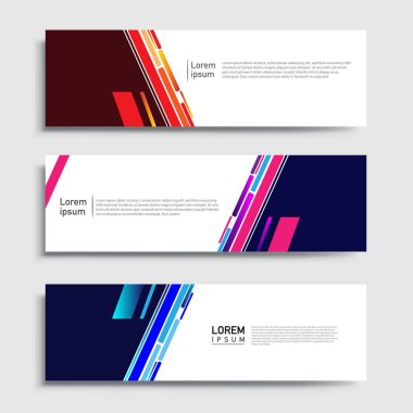 Vektör soyut web pankartı tasarım şablonu setleri. Web pankartı şablonu koleksiyonu. Soyut geometrik web tasarım afişi şablonu.