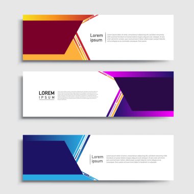 Vektör soyut web pankartı tasarım şablonu setleri. Web pankartı şablonu koleksiyonu. Soyut geometrik web tasarım afişi şablonu.