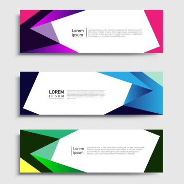 Vektör soyut web pankartı tasarım şablonu setleri. Web pankartı şablonu koleksiyonu. Soyut geometrik web tasarım afişi şablonu.