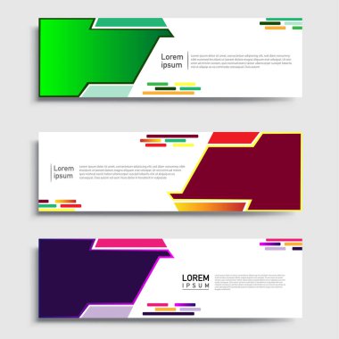 Vektör soyut web pankartı tasarım şablonu setleri. Web pankartı şablonu koleksiyonu. Soyut geometrik web tasarım afişi şablonu.