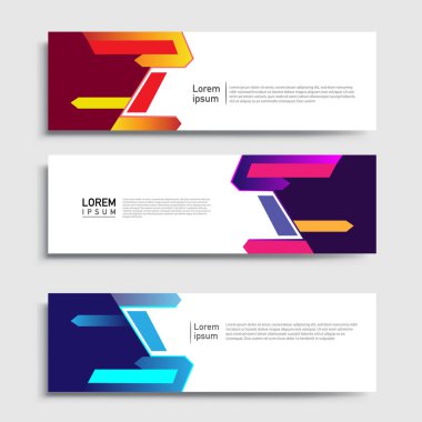Vektör soyut web pankartı tasarım şablonu setleri. Web pankartı şablonu koleksiyonu. Soyut geometrik web tasarım afişi şablonu.
