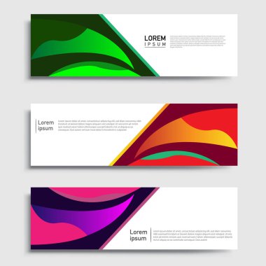 Vektör soyut web pankartı tasarım şablonu setleri. Web pankartı şablonu koleksiyonu. Soyut geometrik web tasarım afişi şablonu.