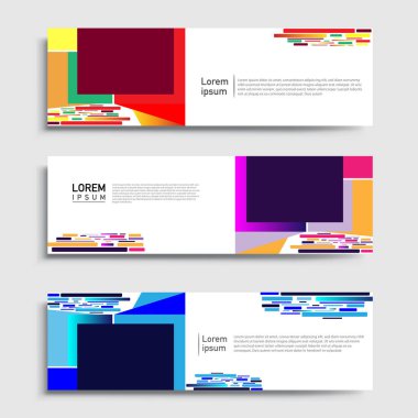 Vektör soyut web pankartı tasarım şablonu setleri. Web pankartı şablonu koleksiyonu. Soyut geometrik web tasarım afişi şablonu.