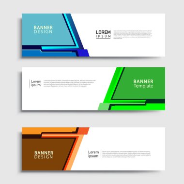 Vektör soyut web pankartı tasarım şablonu setleri. Web pankartı şablonu koleksiyonu. Soyut geometrik web tasarım afişi şablonu.