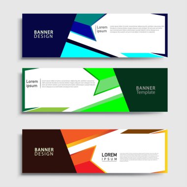 Vektör soyut web pankartı tasarım şablonu setleri. Web pankartı şablonu koleksiyonu. Soyut geometrik web tasarım afişi şablonu.