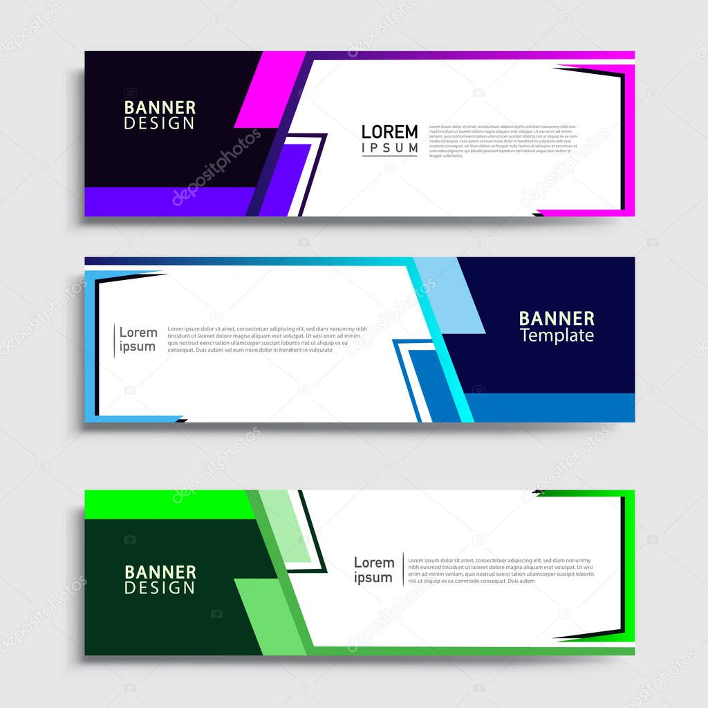 Vector abstract web banner design template sets. Collection of web banner template. Abstract geometric web design banner template.