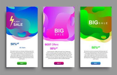 Dinamik modern akışkan Büyük Satış Sancakları Tasarımı. Satış afişi şablonu tasarımı, Flash indirimi özel teklif seti.