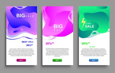 Dinamik modern akışkan Büyük Satış Sancakları Tasarımı. Satış afişi şablonu tasarımı, Flash indirimi özel teklif seti.