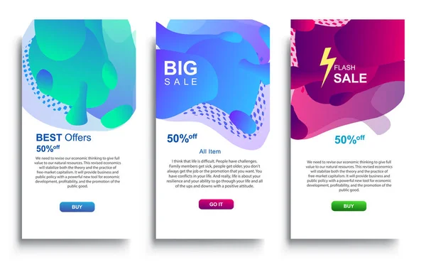 Dinámico Moderno Fluido Big Sale Banners Design Venta Banner Plantilla — Vector de stock