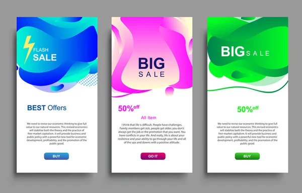 Dinâmica Moderna Fluido Big Sale Banners Design Design Modelo Banner — Vetor de Stock