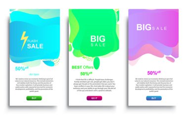 Dinamik modern akışkan Büyük Satış Sancakları Tasarımı. Satış afişi şablonu tasarımı, Flash indirimi özel teklif seti.