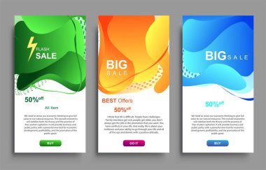 Dinamik modern akışkan Büyük Satış Sancakları Tasarımı. Satış afişi şablonu tasarımı, Flash indirimi özel teklif seti.