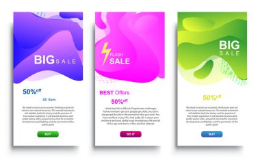 Dinamik modern akışkan Büyük Satış Sancakları Tasarımı. Satış afişi şablonu tasarımı, Flash indirimi özel teklif seti.