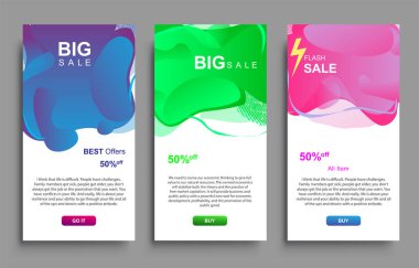 Dinamik modern akışkan Büyük Satış Sancakları Tasarımı. Satış afişi şablonu tasarımı, Flash indirimi özel teklif seti.