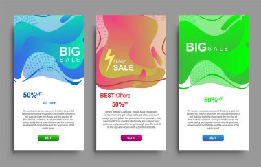 Dinamik modern akışkan Büyük Satış Sancakları Tasarımı. Satış afişi şablonu tasarımı, Flash indirimi özel teklif seti.