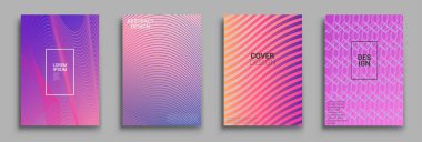 Minimal kapak tasarımı. Geometrik yarım ton gradyanı. Asgari dinamik kapak tasarımı için çizgi gradyanı desenli parlak renk desenli arkaplanın vektör çizimi.