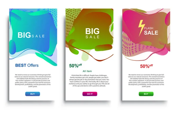 Dinâmica Moderna Fluido Big Sale Banners Design Design Modelo Banner — Vetor de Stock