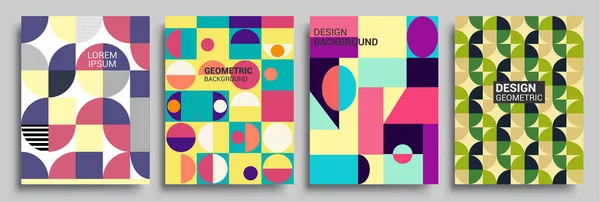 Moderne Géométrique Fond Abstrait Couvre Ensemble Composition Formes Gradient Frais — Image vectorielle