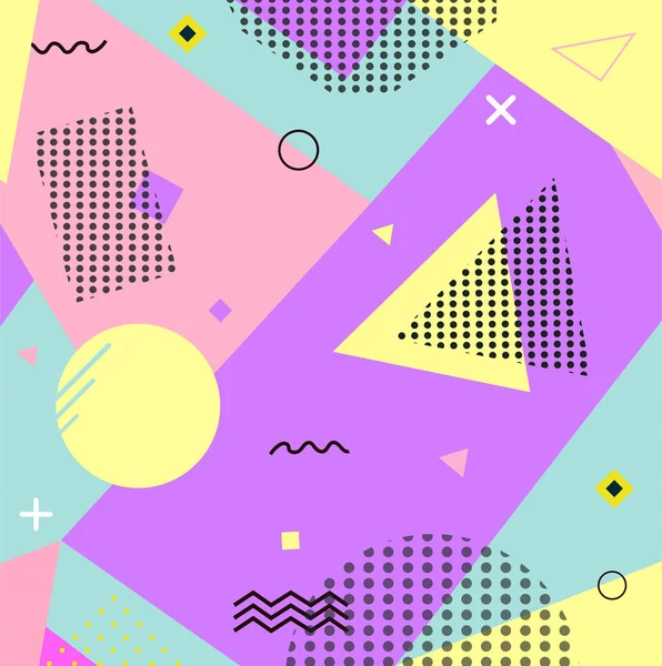 Memphis tasarım elementleri yarım ton ve geometrik şekiller örüntü eğilimi, tasarım ve klasik geometrik baskı çizim elementi.