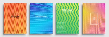 Minimal kapak tasarımı. Geometrik yarım ton gradyanı. Asgari dinamik kapak tasarımı için çizgi gradyanı desenli parlak renk desenli arkaplanın vektör çizimi.