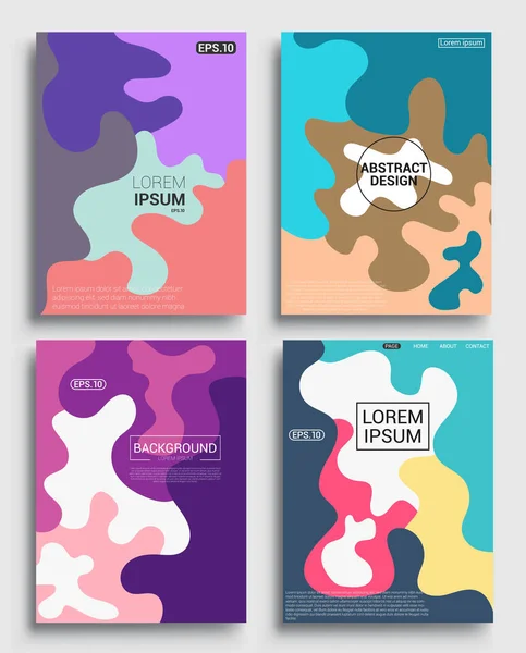 Modern Soyut Kapaklar Seti Modern Renkli Dalga Sıvı Akış Posteri — Stok Vektör