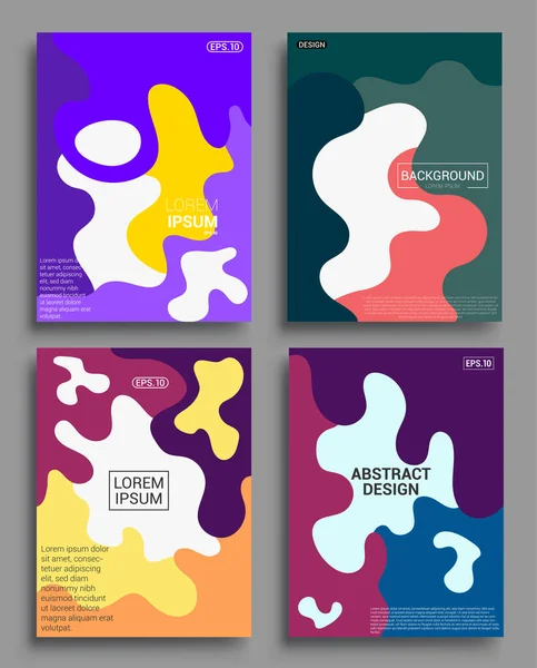 Modern Soyut Kapaklar Seti Modern Renkli Dalga Sıvı Akış Posteri — Stok Vektör