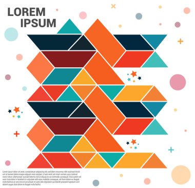 Minimum geometrik arkaplan tasarımı. Dinamik şekiller kompozisyonu. renkli desenli geometrik şekiller bileşimi, vektör tasarımı kapsar.