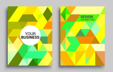 Modern geometrik soyut arkaplan setleri. renkli desenli geometrik şekiller bileşimi, vektör illüstrasyonu.