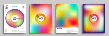 Modern soyut kapaklar seti. Cool gradient şekilleri bileşimi, vektör tasarımı kapsar.