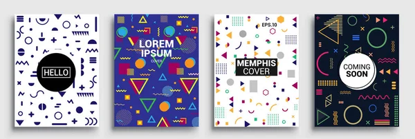 Memphis Style Poster Set Півтон Геометричні Форми Flat Стиль Abstract — стоковий вектор