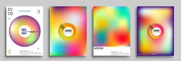 Modern Abstract Covers Set Cool Gradient Shapes Composition Vector Covers — Stock Vector