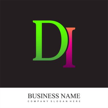 İlk harf logosu DI renk pembe ve yeşil, Vector logo tasarım elemanları iş veya şirket kimliğiniz için.