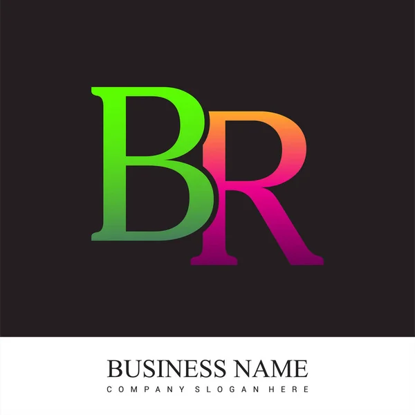Logotipo Letra Inicial Colorido Rosa Verde Vector Elementos Modelo Design — Vetor de Stock