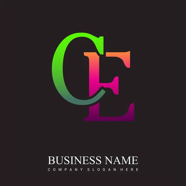 Logo Lettre Initiale Coloré Rose Vert Éléments Modèle Conception Logo — Image vectorielle