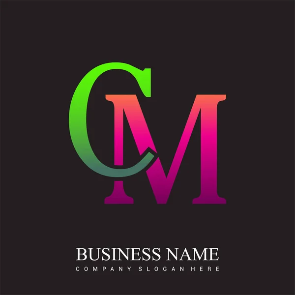 Logotipo Carta Inicial Colorido Rosa Verde Vector Elementos Modelo Design — Vetor de Stock