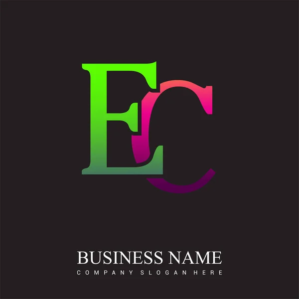 初期の文字のロゴEc色のピンクと緑 あなたのビジネスや会社のアイデンティティのためのベクトルのロゴデザインテンプレート要素 — ストックベクタ